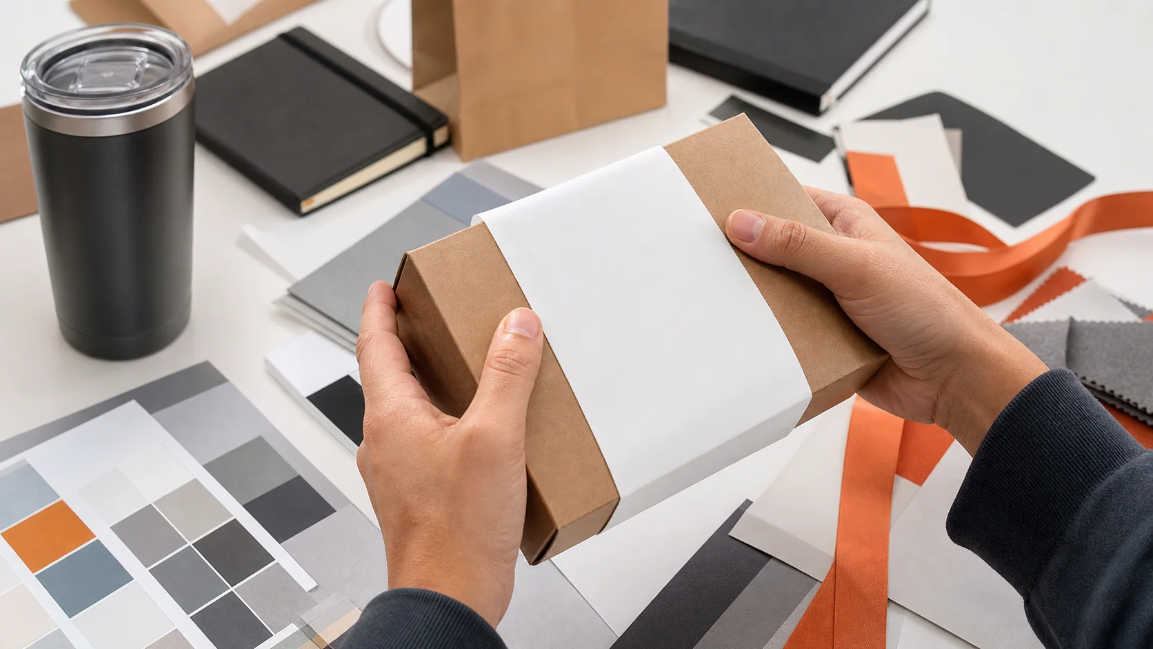 Corporate gift sample approval with logo mockup packaging layout and inspection photos