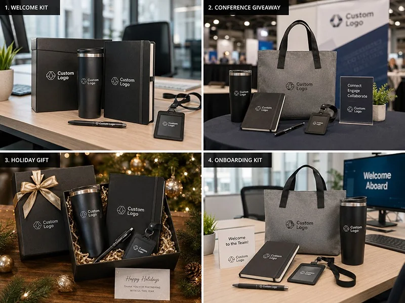 corporate gift set examples for welcome kits conferences holiday gifts and onboarding