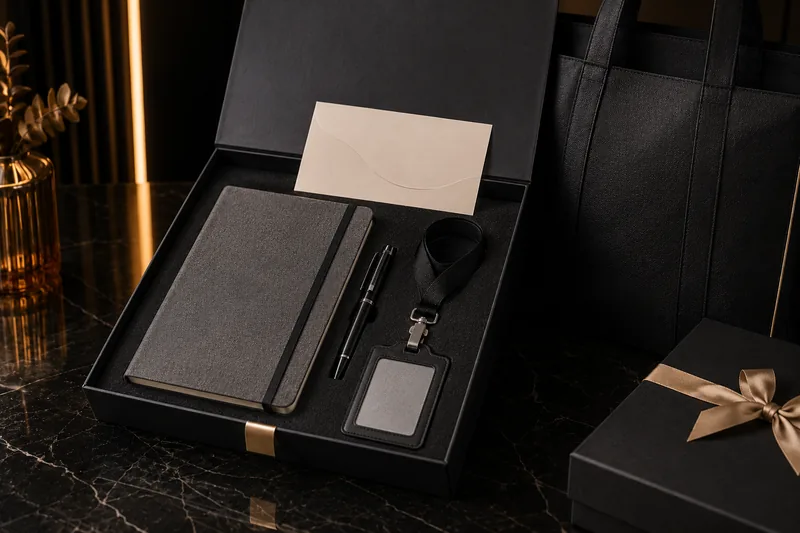 Executive business gift set with premium branded packaging