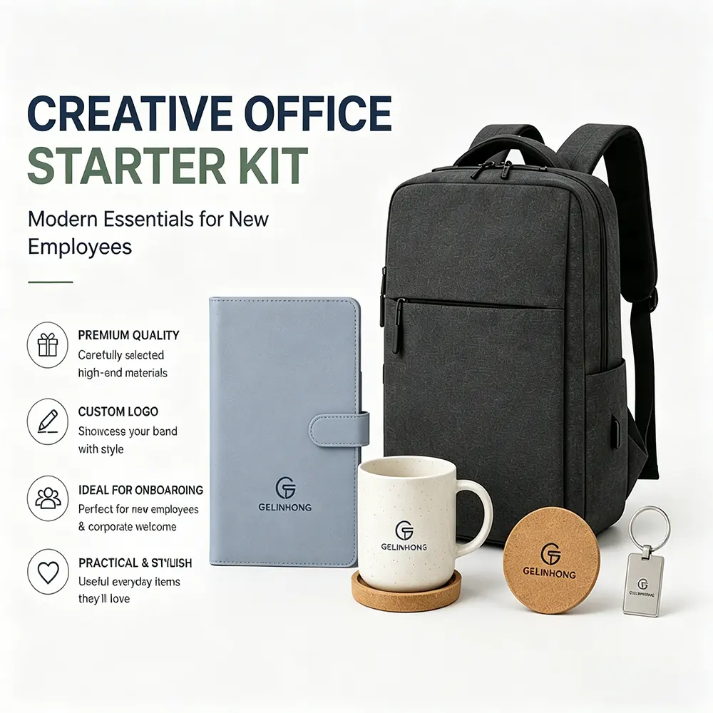 Custom Employee Welcome Kit arranged as a branded B2B gift set